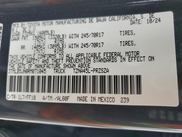 3TMLB5JN0RM071045 - 2024 TOYOTA TACOMA DOUBLE CAB 灰色 照片 12