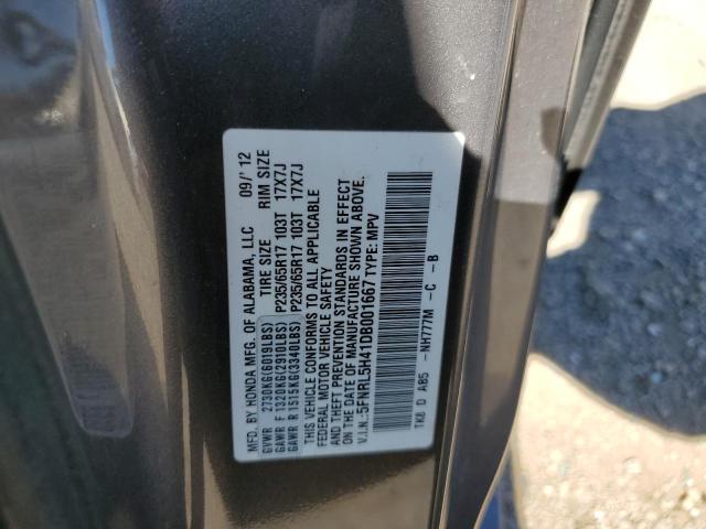 5FNRL5H41DB001667 - 2013 HONDA ODYSSEY EX ნაცრისფერი ფოტო 13