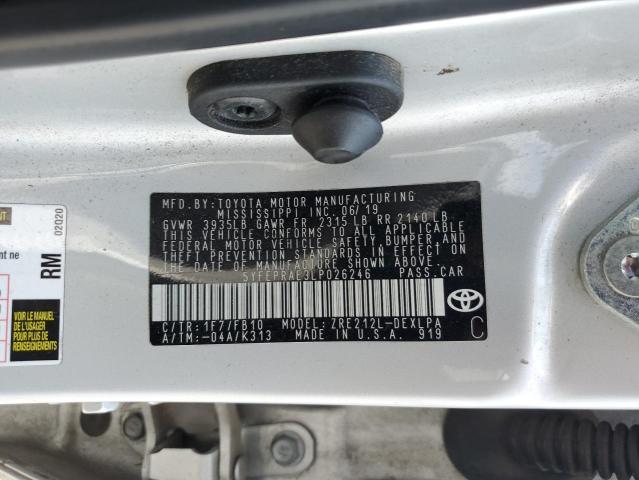 5YFEPRAE3LP026246 - 2020 TOYOTA COROLLA LE SILVER photo 12