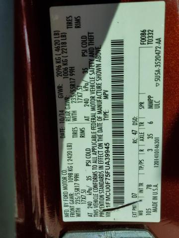 1FMCU0F75FUA39945 - 2015 FORD ESCAPE S 红色 照片 13