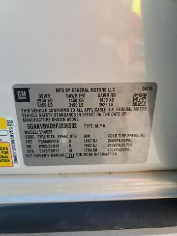 5GAKVBKD5FJ336902 - 2015 BUICK ENCLAVE WHITE photo 14