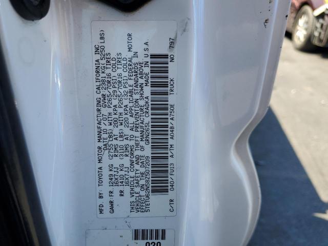 5TETU62N58Z507209 - 2008 TOYOTA TACOMA PRERUNNER ACCESS CAB WHITE photo 12