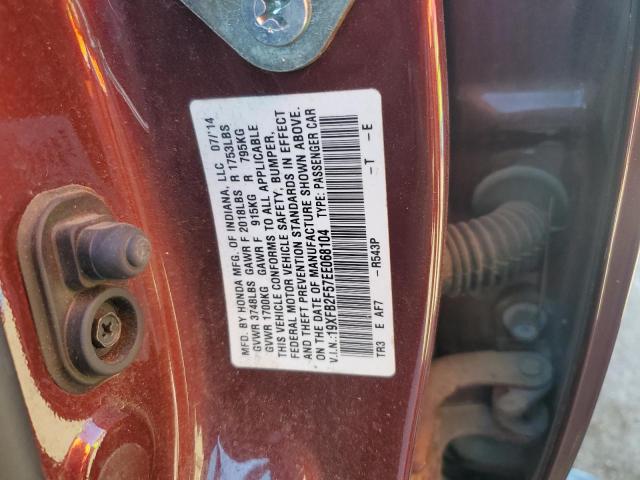 19XFB2F57EE068104 - 2014 HONDA CIVIC LX MAROON photo 13