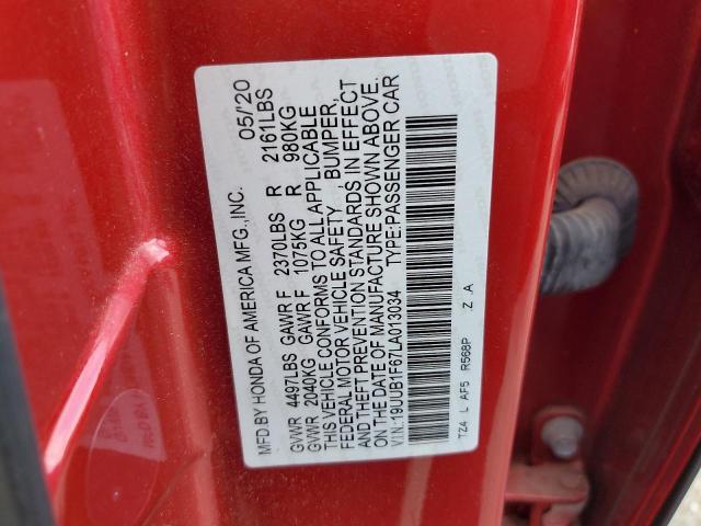 19UUB1F67LA013034 - 2020 ACURA TLX TECHNOLOGY RED photo 13