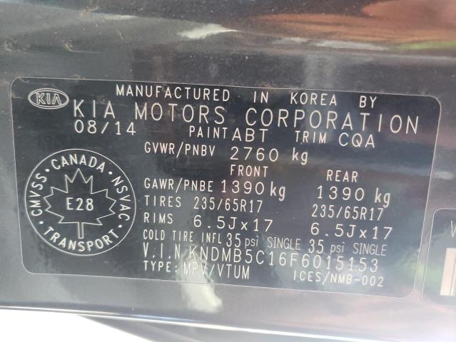 KNDMB5C16F6015153 - 2015 KIA SEDONA LX GRAY photo 14