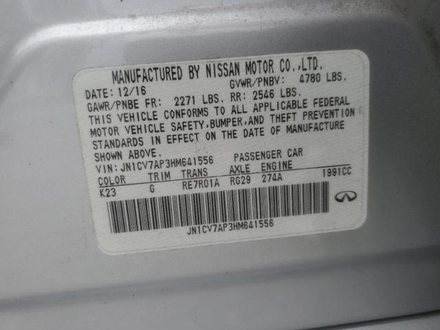 JN1CV7AP3HM641556 - 2017 INFINITI Q50 BASE ვერცხლისფერი ფოტო 12