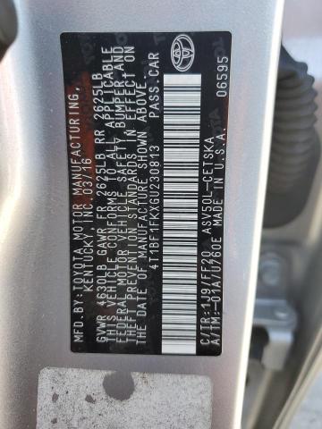 4T1BF1FKXGU230813 - 2016 TOYOTA CAMRY LE 银色 照片 12