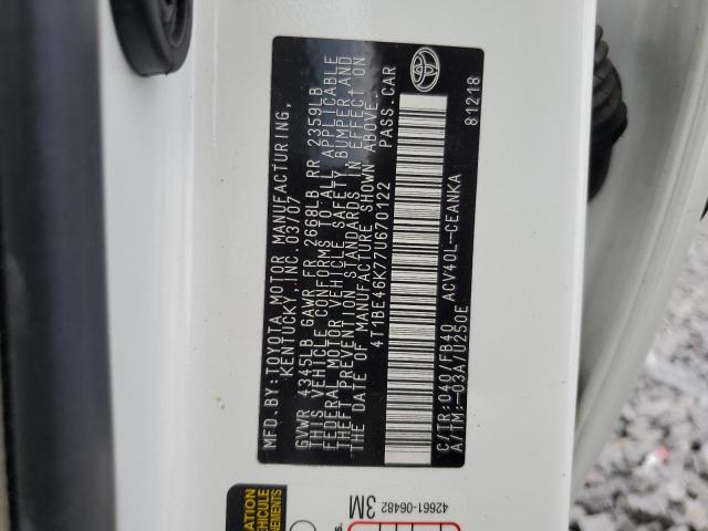 4T1BE46K77U670122 - 2007 TOYOTA CAMRY CE WHITE photo 13