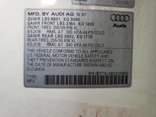 WA1BY74L58D029880 - 2008 AUDI Q7 3.6 QUATTRO PREMIUM WHITE photo 13