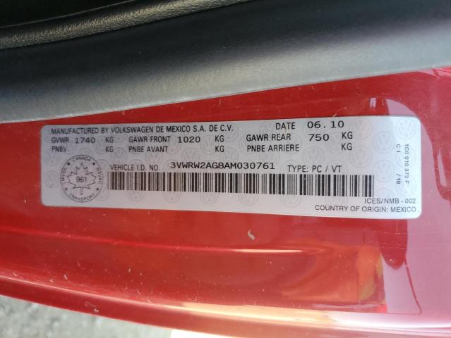3VWRW2AG8AM030761 - 2010 VOLKSWAGEN NEW BEETLE 红色 照片 12