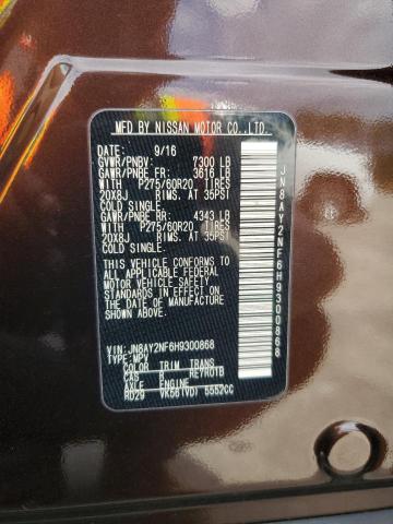 JN8AY2NF6H9300868 - 2017 NISSAN ARMADA PLATINUM BROWN photo 13