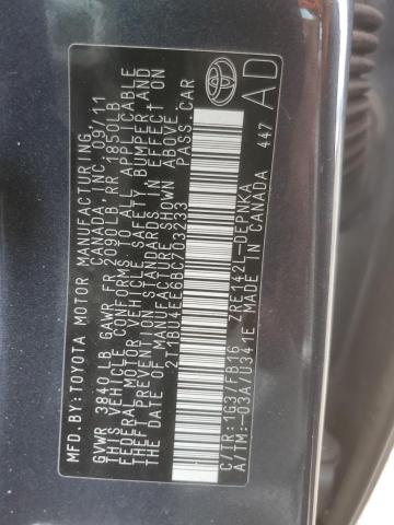 2T1BU4EE6BC703233 - 2011 TOYOTA COROLLA BASE GRAY photo 12