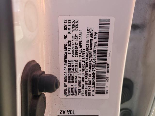 5J6RM4H76DL046855 - 2013 HONDA CR-V EXL WHITE photo 12