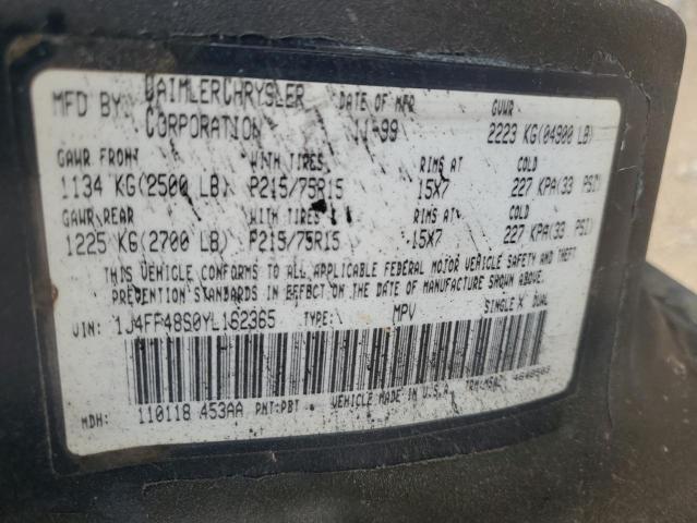 1J4FF48S0YL162365 - 2000 JEEP CHEROKEE SPORT BLUE photo 13