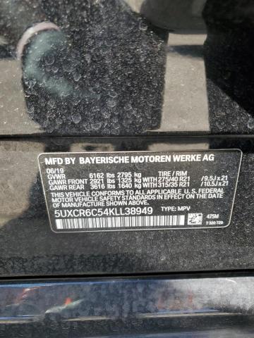 5UXCR6C54KLL38949 - 2019 BMW X5 XDRIVE40I შავი ფოტო 13