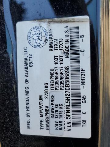 5FNRL5H27CB506898 - 2012 HONDA ODYSSEY LX BLACK photo 12