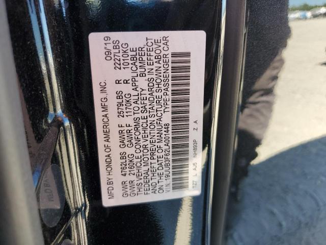 19UUB3F62LA001448 - 2020 ACURA TLX TECHNOLOGY أسود صورة 12