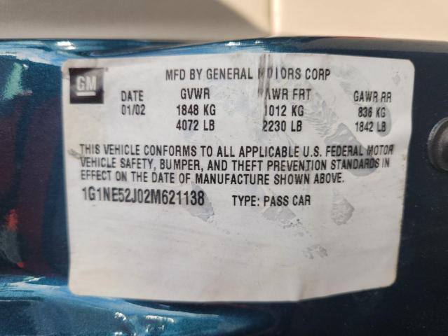 1G1NE52J02M621138 - 2002 CHEVROLET MALIBU LS TEAL photo 12