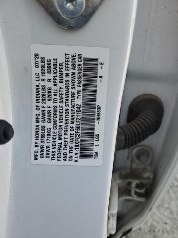 19XFC2F60LE211042 - 2020 HONDA CIVIC LX 白色 照片 12