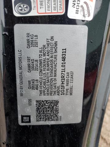 1G1FH1R71L0148311 - 2020 CHEVROLET CAMARO SS BLACK photo 12