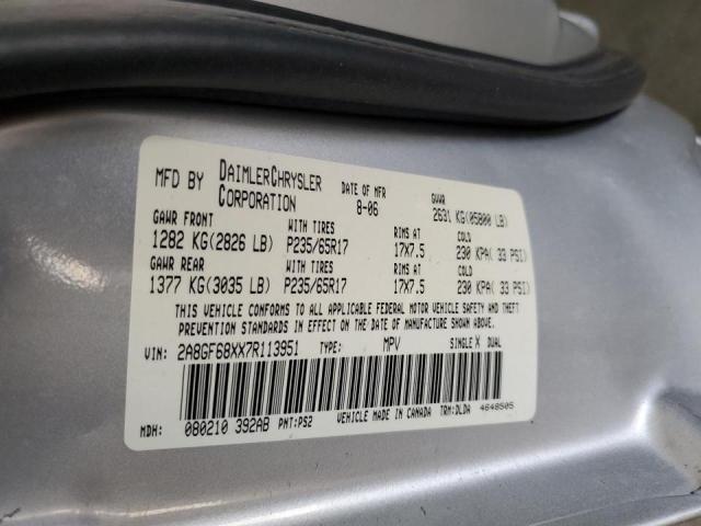 2A8GF68XX7R113951 - 2007 CHRYSLER PACIFICA TOURING 银色 照片 13