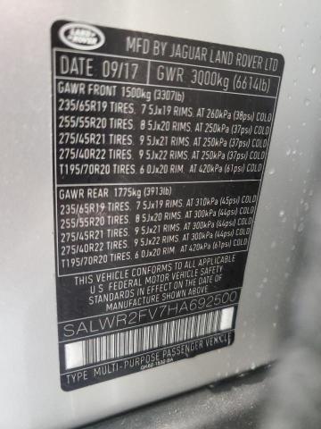 SALWR2FV7HA692500 - 2017 LAND ROVER RANGE ROVE HSE TAN photo 13