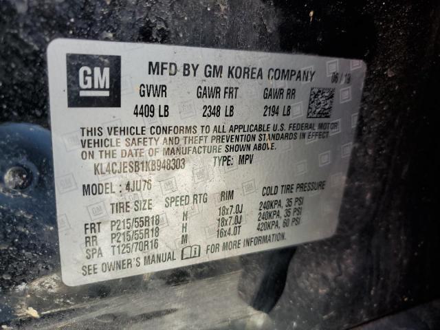 KL4CJESB1KB948303 - 2019 BUICK ENCORE PREFERRED BLACK photo 13