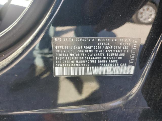 3VW1K7AJ5CM379400 - 2012 VOLKSWAGEN JETTA BASE BLACK photo 12
