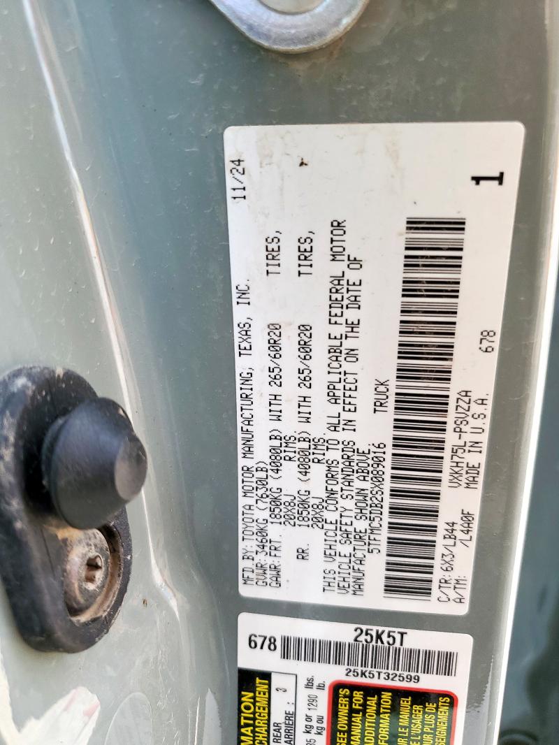 5TFMC5DB2SX089016 - 2025 TOYOTA TUNDRA CREWMAX PLATINUM ნაცრისფერი ფოტო 12