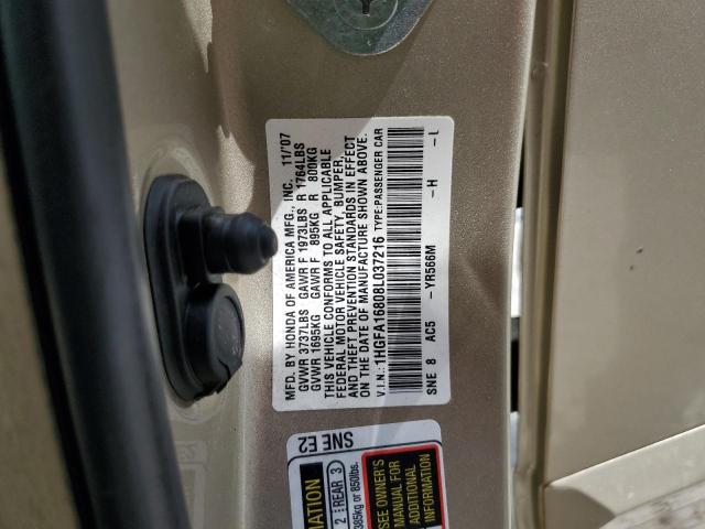 1HGFA16808L037216 - 2008 HONDA CIVIC EX 金色 照片 12