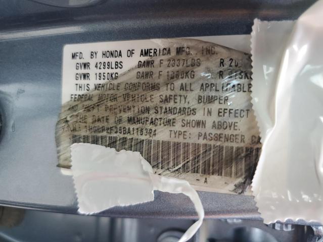 1HGCP2F35BA116394 - 2011 HONDA ACCORD LX BLUE photo 12