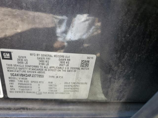 5GAKVBKD4FJ377859 - 2015 BUICK ENCLAVE გრაფიტი ფოტო 13