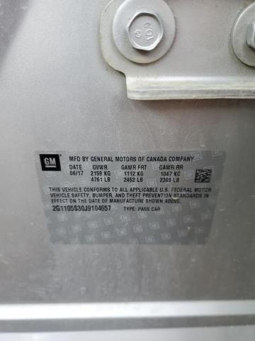 2G1105S30J9104657 - 2018 CHEVROLET IMPALA LT SILVER photo 12