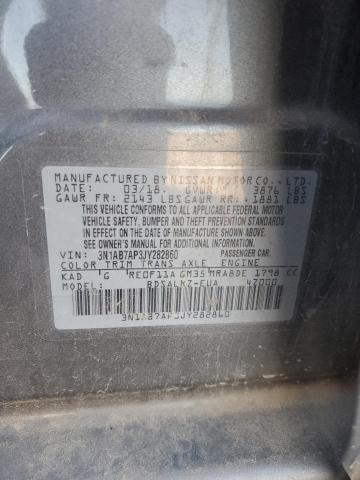 3N1AB7AP3JY282860 - 2018 NISSAN SENTRA S CHARCOAL photo 13