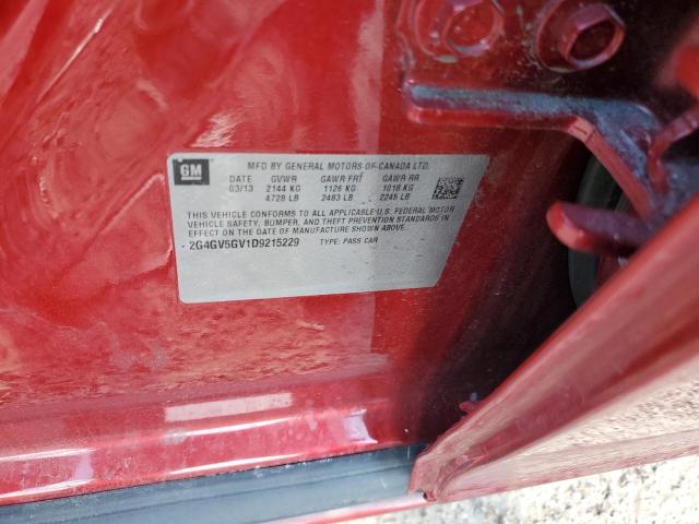 2G4GV5GV1D9215229 - 2013 BUICK REGAL GS RED photo 12