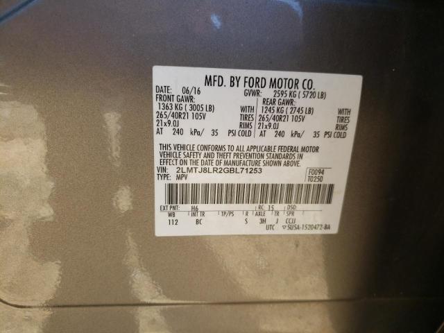 2LMTJ8LR2GBL71253 - 2016 LINCOLN MKX RESERVE ნაცრისფერი ფოტო 13