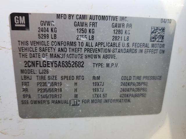 2CNFLGEY5A6352682 - 2010 CHEVROLET EQUINOX LTZ WHITE photo 13