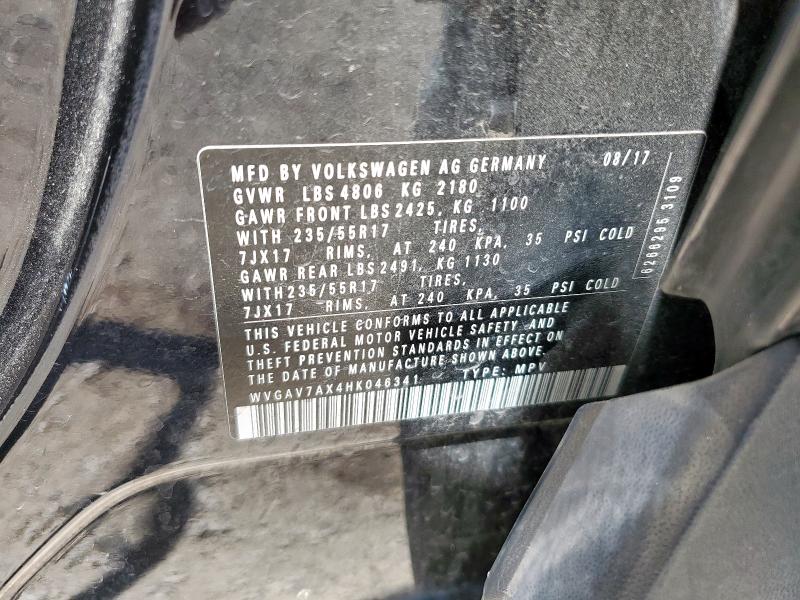 WVGAV7AX4HK046341 - 2017 VOLKSWAGEN TIGUAN S BLACK photo 13