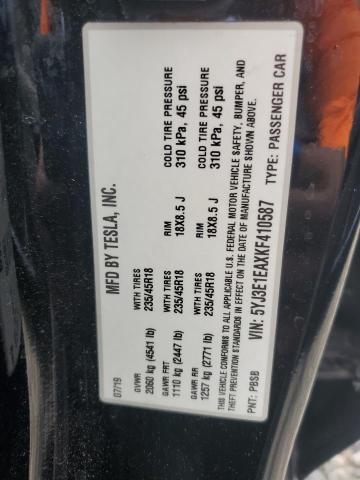 5YJ3E1EAXKF410587 - 2019 TESLA MODEL 3 Negro foto 12