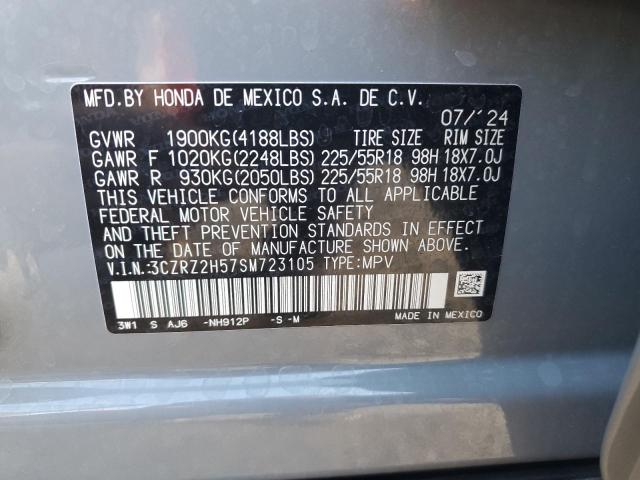 3CZRZ2H57SM723105 - 2025 HONDA HR-V SPORT GRAY photo 13
