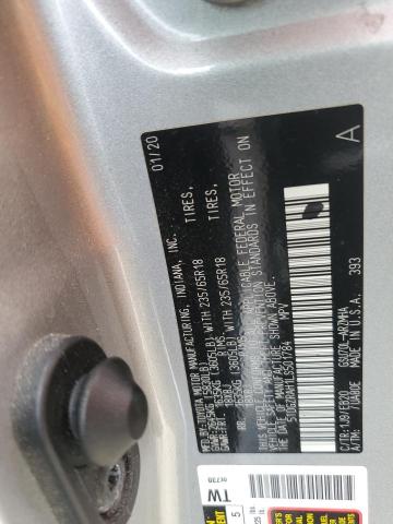 5TDGZRAH1LS501784 - 2020 TOYOTA HIGHLANDER XLE Արծաթագույն լուսանկար 13