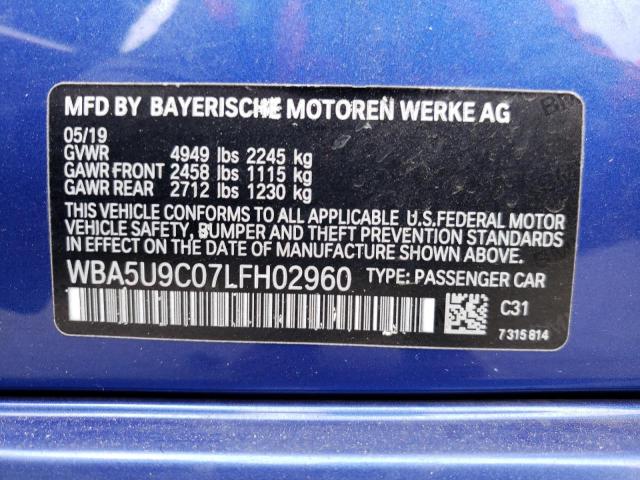 WBA5U9C07LFH02960 - 2020 BMW M340XI BLUE photo 12