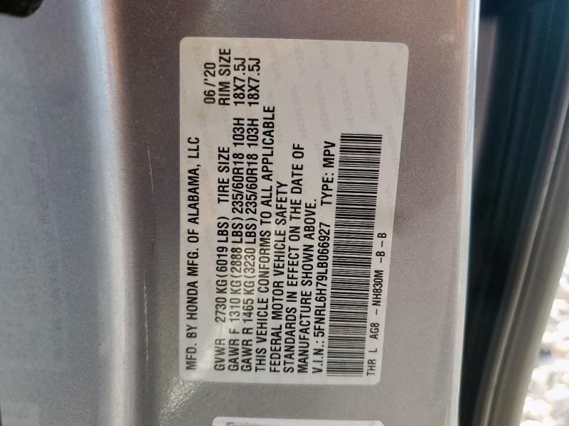 5FNRL6H79LB066927 - 2020 HONDA ODYSSEY EXL 银色 照片 13