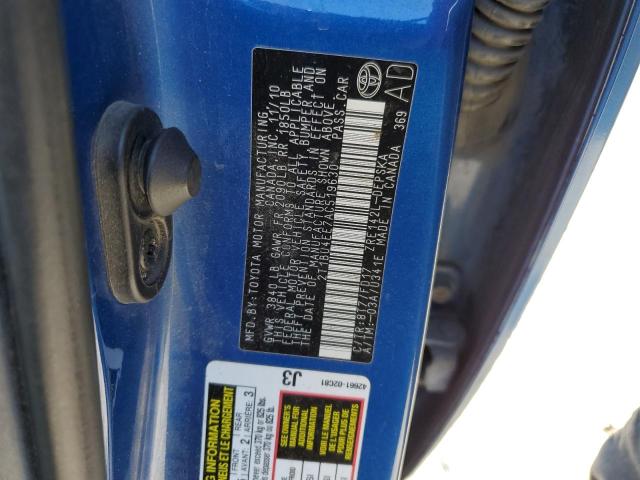 2T1BU4EE7AC519630 - 2010 TOYOTA COROLLA BASE أزرق صورة 12