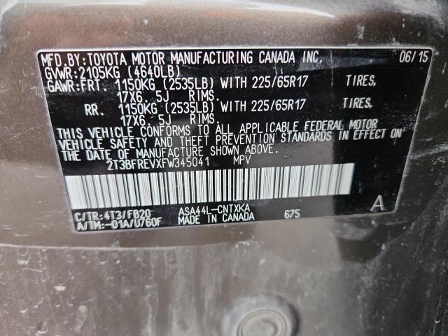 2T3BFREVXFW345041 - 2015 TOYOTA RAV4 LE TAN photo 13