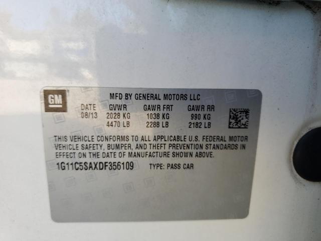 1G11C5SAXDF356109 - 2013 CHEVROLET MALIBU 1LT 白色 照片 12