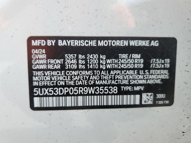 5UX53DP05R9W35538 - 2024 BMW X3 XDRIVE30I WHITE photo 14