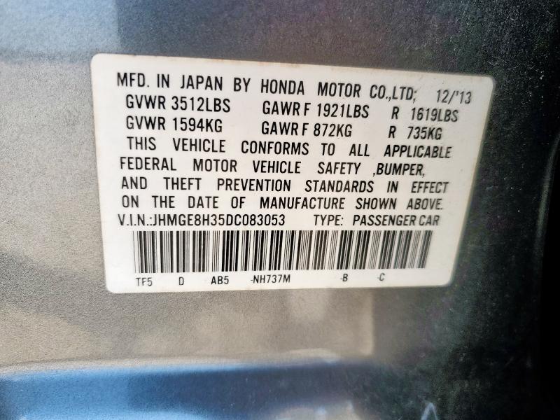 JHMGE8H35DC083053 - 2013 HONDA FIT GRAY photo 14