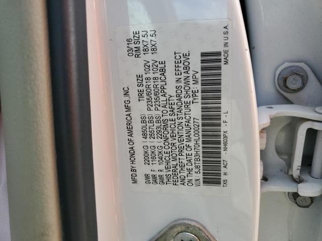 5J8TB3H70HL000277 - 2017 ACURA RDX ADVANCE WHITE photo 13