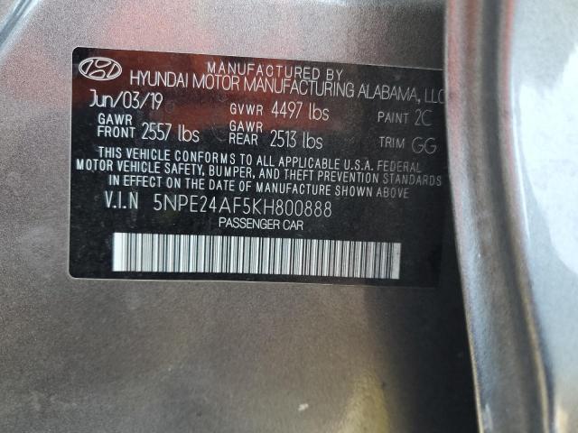 5NPE24AF5KH800888 - 2019 HYUNDAI SONATA SE Boz foto 12